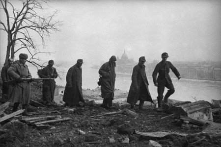 Nikolay Shestakov.
Budapest. German prisoners of war. 
1945