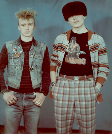 Punk and “luber” in photo studio. Moscow. 
1987. 
Misha Buster collection
