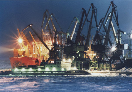 Unknown author.
Arctic port Dudinka. 
1980s