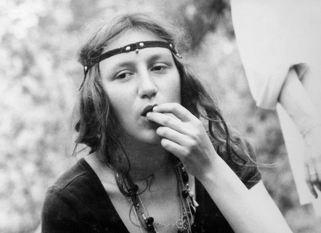 Sveta-candy in a forest hippie camp. 
1986.
Sasha Poni collection