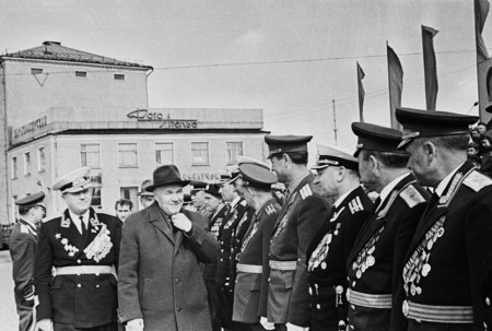Oleg Maksimov.
N .S. Konovalov to take the parade. 
1965