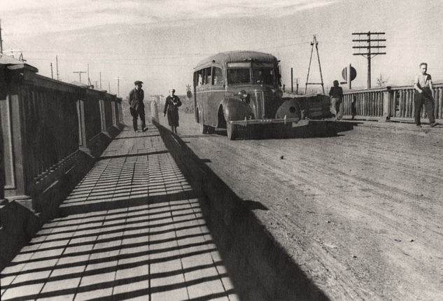 Unknown photographer.
Bridge on Oktyabrskaya Street. 
Norilsk.
1944