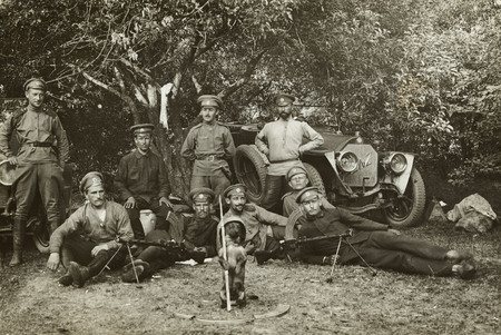 Неизвестный автор.
Солдаты 15-го пулеметного отряда. 
1915. 
Музей «Московский Дом фотографии»