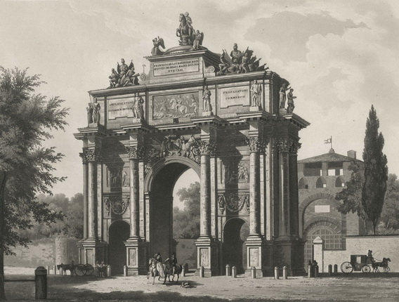 Triumphal Arch of the Lorraine.
Florence.
Engraving by Johann Jakob Falkeisen from the daguerreotype.
1840 – 1845.
The album ‘Recueil de vues principales de la Toscane’