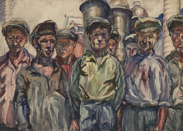 A. V. Lentulov. Workers of the Kerch Metallurgical Plant. 1930. Paper, watercolor