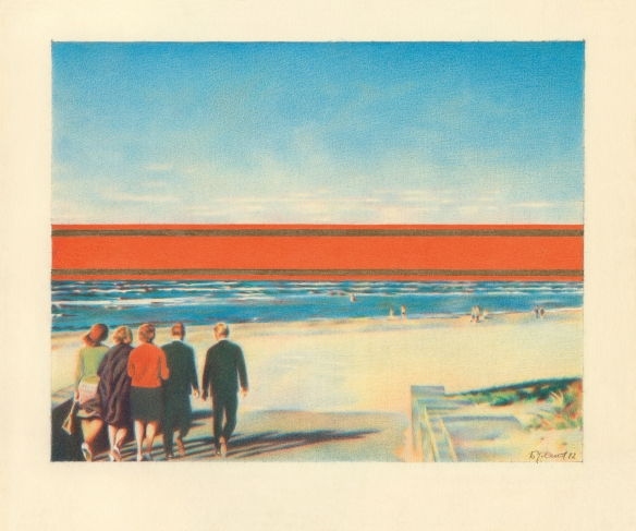 Erik Bulatov. Horizon (version of the painting of 1971—1972). 1982. Colour pencil and gouache on paper. Collection of Vladimir Antonichuk