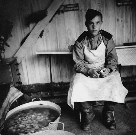 Georgi Matveev.
On kitchen, Petershagen. 
May, 1945. 
Collection of Moscow House of Photography