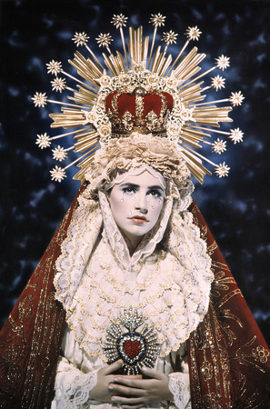 Pierre and Gilles.
Madonna with the pierced heart. 
1991. 
Model: Lio.
Unique hand-painted photograph, mounted on aluminum. 
Collection Franсois Pinault