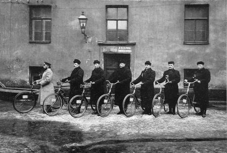 Unknown author.
Team of bicyclists of capital militia of a reserve. 
1901. 
From collection of the Museum of a history of city of Moscow