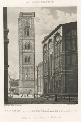 Engraver  Falheisen.
Giotto’s Campanile.
The series ‘Views of Florence’.
Aquatint.
Engraving daguerreotype.
1840s