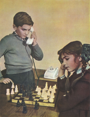 From “Katya and Kolya at home and in school” series. 
Soviet set photography 1960’s. 
Private collection