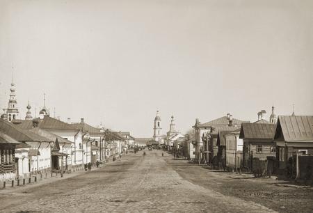 Unknown author.
Moscow street in Uglich. 
1890th. 
Collection of the Yaroslavl state historical-architectural museum-reserve