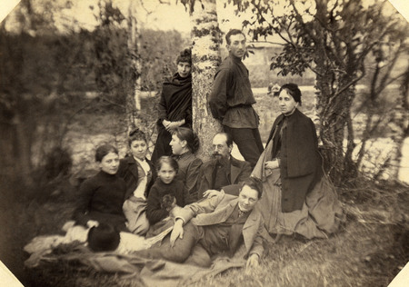 Tiutchev’s family and Kristafovich sisters on island of Muranovo pond. 
1890. 
Photo by Artemyev