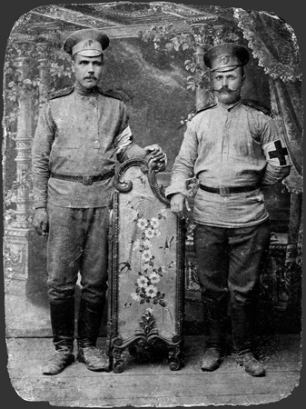 Неизвестный автор.
Панас Ярмоленко (слева) перед службой в армии. 
1910-е гг. 
Собрание Лидии Лыхач