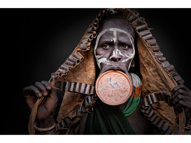 Olga Michi. Portrait of a woman. Surma ethnic group. Ethiopia. 2017.