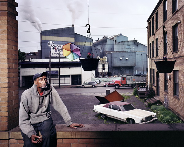 My neighbour Joe with our view of the Edgar Thomson Steel Mill, 2012