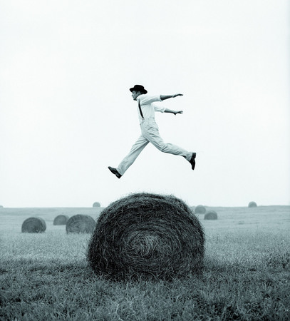 Rodney Smith.
Don jumping over hay roll №1. 
1999. 
Project’s partner CAMPER. 
DigitalPhoto