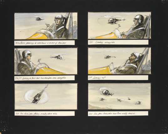 Little Nellie combat sequence storyboard from You Only Live Twice.
© 1967 Danjaq, LLC and United Artists Corporation. All rights reserved