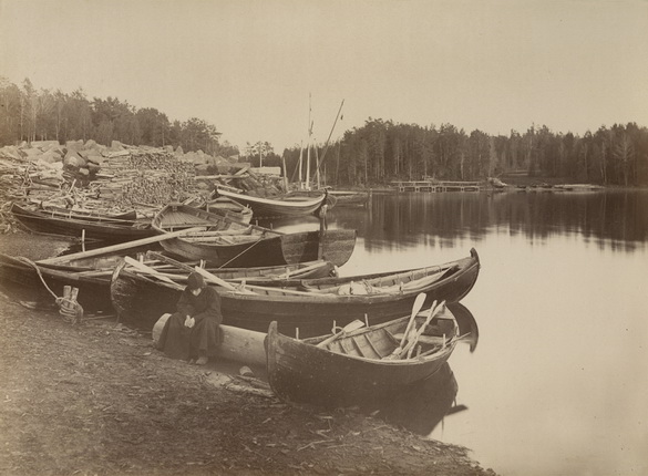 Boats by the shore at Valaam.
From the album 'Views of Valaam Monastery'.
1887.
Courtesy of the National Library of Russia, St. Petersburg