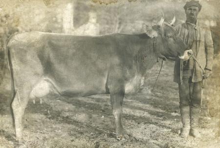 Unknown author.
F. Omelchenko with a cow-champion. The Lebedin village. 
1930’s. 
The collection of Nikolai Babak, Cherkassi