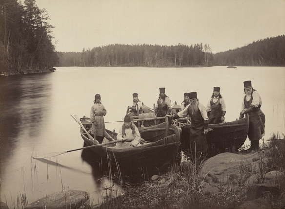 Monks from Valaam Monastery fishing.
From the album 'Views of Valaam Monastery'.
1887.
Courtesy of the National Library of Russia, St. Petersburg