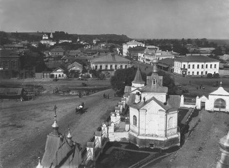 Unknown author.
Vyazniki. A view on the Bolshaya Blagoveshchenskaya street. 
The end of XIX - beginning of XX century. 
Collection of the Vyazniki historical-art museum