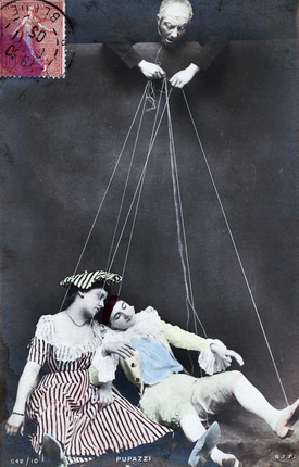 Puppets.
Publisher S.I.P. (Société Industrielle des Photographes), France.
Postmarked 1905.
Surreal Illusionism. Photographic Fantasies of the Early 20th Century / The Finnish Museum of Photography