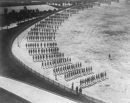 Arkadi Shayhet.
Morning exercises. Photographed from church of Christ the Saviour. 
1927. 
Private collection, Moscow