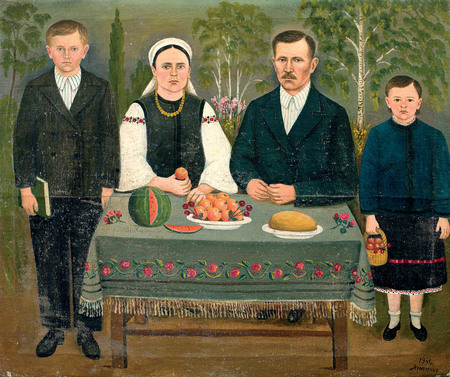 Panas Yarmolenko.
Pavel Petrenko’s family. 
1941. 
Property of Ivan Gonchar Museum