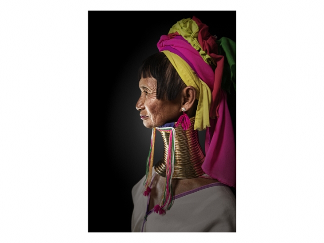 Olga Michi. Portrait of a woman. Kayan ethnic group. Kayah State, Myanmar. 2018.