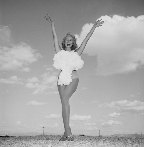 ‘Miss Atomic Bomb’ Lee Merlin.
Las Vegas, May 24, 1957.
The picture was widespread and repeatedly published in the media. Lee Merlin was the last ‘Miss Atomic Bomb’ the beauty contest for this title was discontinued after 1957. 

Photo: Don English.
Source: Las Vegas News Bureau.